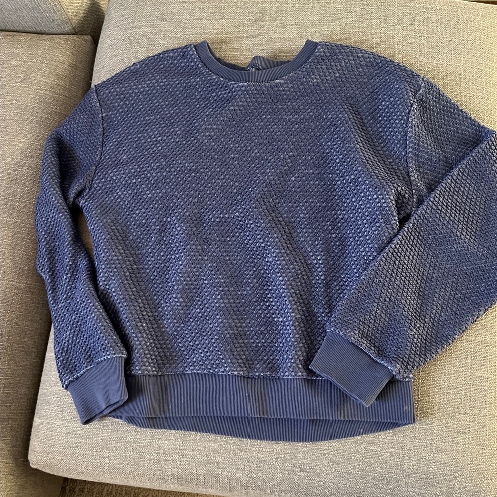 Marine Layer Sweatshirt S Blue Waffle Knit Crewneck Sweater Birdseye Comfy